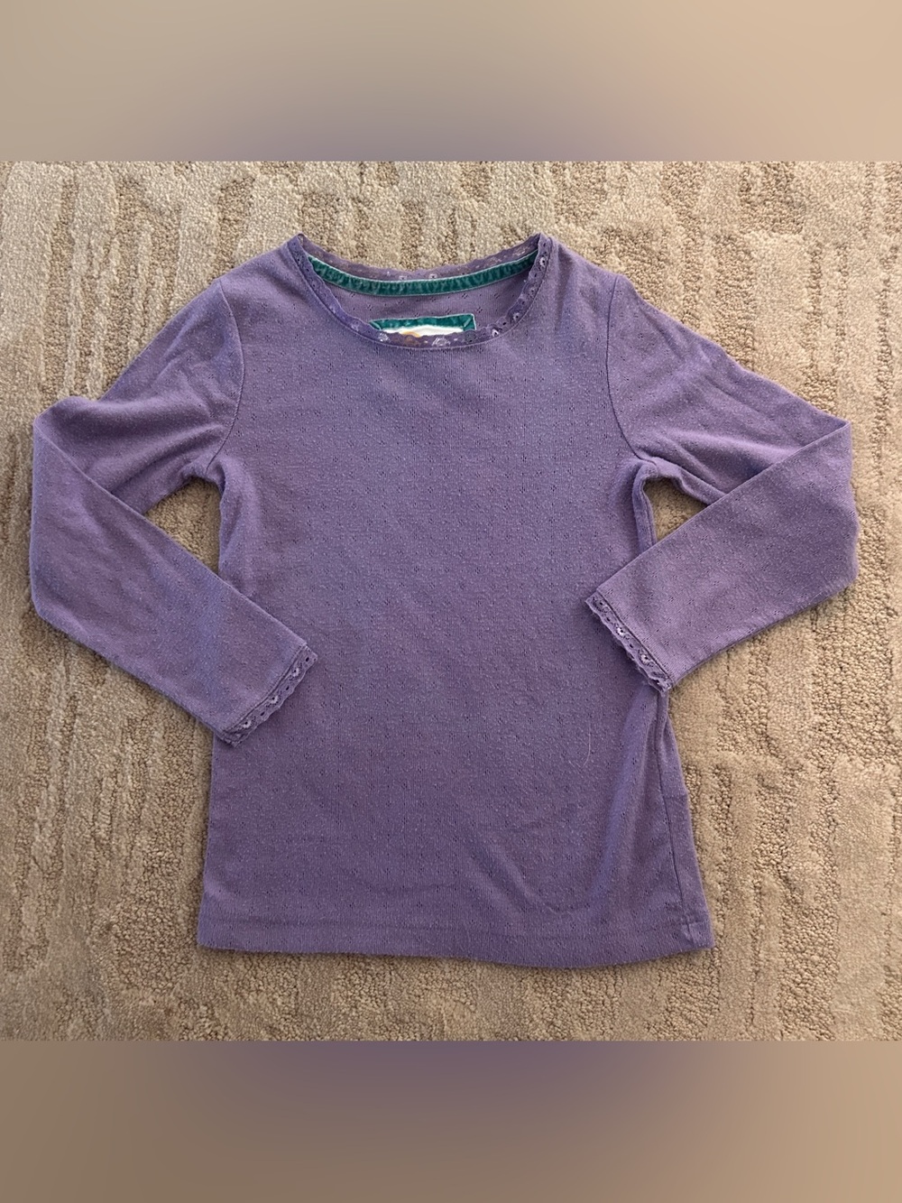 Mini Boden Long Sleeve Pointelle Top